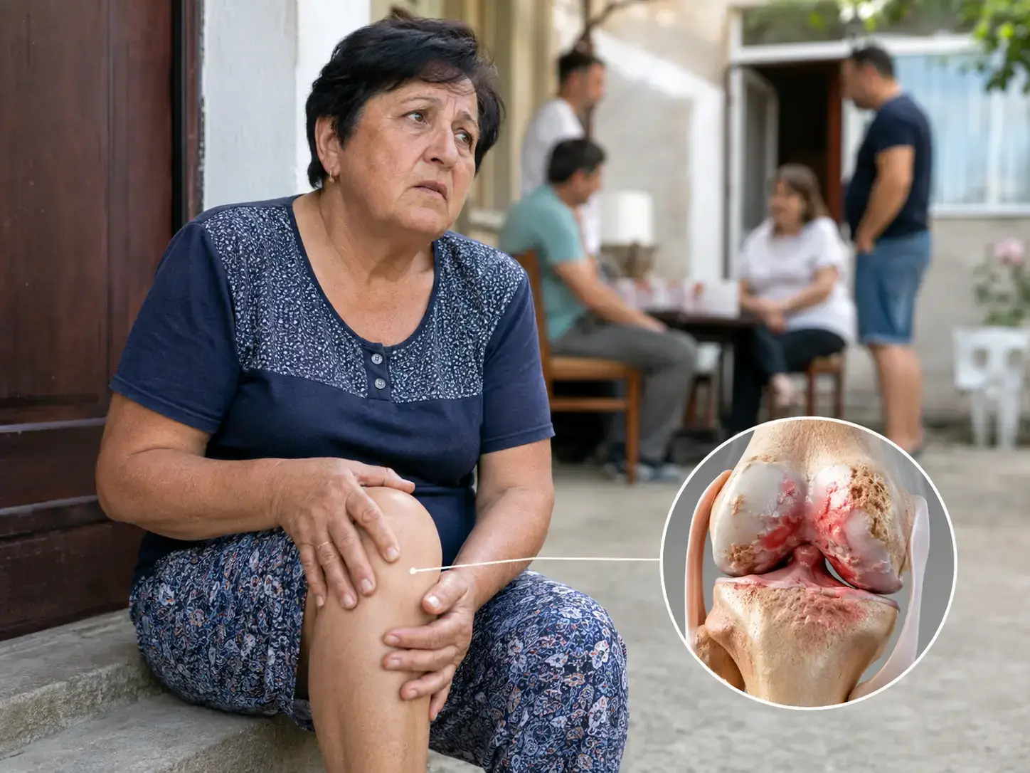 Al hombre le cuesta subir escaleras debido al dolor
